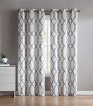 VCNY Home - Curtains, Geometric Print Window Curtain Panels with Grommet Top, Set of 2 (Caldwell Taupe, 76" X 95")