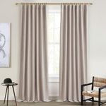 QJmydeco 100 Inch Extra Wide Curtains (Each W50 xL100 2 Panels Burg) Linen Farmhouse Insulated Thermal Draps for Summer Heat Patio Sliding Door 100 Percent Blackout Curtain Hook Belt & Back Tab