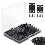 VIPMOON Small Hinges Kit, 60Pieces Box Hinges and 260Pieces Tiny Screws with Storage Box, Folding Butt Hinges for Wooden Box Craft Gift Boxes, Tool Box (Black)