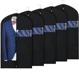 Syeeiex 40-Inch Suit Bag, Suit Cover Garment Bags (Set of 5) Suit Garment Bag for Men, Suit Bags for Closet Storage with Clear Window for Men, Suits, Coats, Black