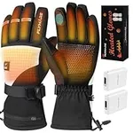 Flyhare Heated Gloves - Unisex Electric Rechargeable Heating Gloves with Touchscreen, Windproof & Waterproof Design, 5V Batteries Included, Warming Gloves for Men & Women