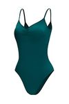 Dance Elite Camisole Leotard For Women - Lana - Womens Dance Leotard With High Leg And V-Neck, 1 - Green, Adult L