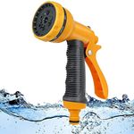 Garden Hose Pipe Spray Gun,10 Adjustable Patterns Hose Nozzle, High-Pressure Anti-Slip Water Gun for Plants & Lawns Watering, Car & Bike Washing and Pets Bathing