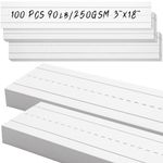 LOTMER 100 Sheets White Sentence Strips, 92LB/250gsm Cardstock Ruled Sentence Strips 3 x 17.5 Inches Sentence Strips for Teachers, Classrooms, Offices