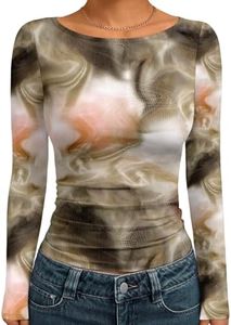 Trendy Queen Women's Boat Neck Tops Long Sleeve Shirts CamoGreen S