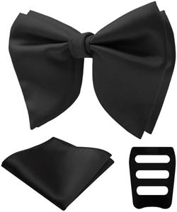 GHTIYLP Tuxedo Bow Ties for Men, Pre Tied Oversized Satin Bow Tie for Wedding Party Banquet (Set 01-Black)
