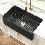 Miuara 33 x 20 Inch Farmhouse Sink Matte Black Fireclay Apron Front Farm Sink Reservibler