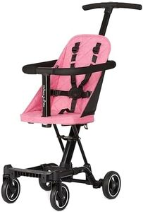 Dream On Me Coast Rider Travel Stroller, Lightweight & Compact Baby Stroller, Theme Park Approved, Book-Folding Design, Adjustable Handle, Soft-Ride Wheels, Converts to Rider & Scooter - Pink