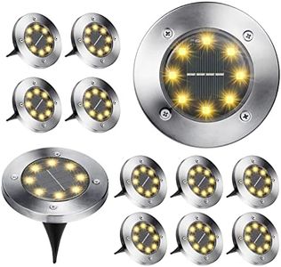 Brizled 12 Pack Solar Disk Lights, 8 LED Solar Ground Lights, Outdoor Garden Disc Lights, Flat Solar In-Ground Lights Waterproof Landscape Lighting for Pathway Lawn Yard Driveway Walkway, Warm White