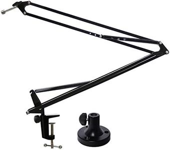 LyxPro DKR-1 Microphone Arm Stand Mount Adjustable Mic Boom Stand Swivel Mount Suspension Scissor & Clip - Desk Attachment and Clamp, Supports Blue Yeti Snowball,Black