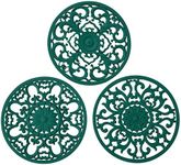 Extra Thick Silicone Trivet Mat for Hot Dishes, Hot Pots and Pans, Pot Holder, Hot Pad to Portect Your Table and Countertop, Kitchen Decor and Accessories,Malachite Green,Set of 3