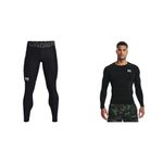 Under Armour Men's Armour HeatGear Leggings and Compression Long-Sleeve T-Shirt Bundle