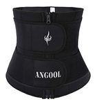 ANGOOL Neopren Waist Trainer for Women,Workout Plus Size Trimmer Belt Sauna Sweat Corset Cincher with Zipper Black