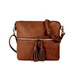 Woodland Leathers Crossbody Bags for Women, Designer Faux Leather Small Shoulder Bag for Women With Adjustable Strap, Ladies Multiple Compartments Messenger Bag Women (Brown)