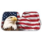 BDK AS-764 USA Patriotic American Eagle Flag Front Windshield Sunshade, Accordion Style Folding Autoshade Sun Visor for Car Truck SUV, 58x28" Inch