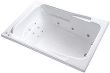 Carver Tubs - SR7148 - Modern Acrylic Fiberglass Whirlpool Tub Water Massage Two Person Jetted Bathtub, w/ 12 Jet - Two Person White Acrylic Spacious Tub - Adjustable Jets - 71"L x 48"W x 19.5"H