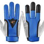 Daskz Archery Gloves Three Fingers Shooting Right hand Bow Gloves- Professional Leather hunting Gloves for Adults (Blue, S, Right)