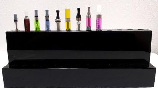 Beautiful Black Stand Acrylic eCig eLiquid Sample Taste Test Tiered Display Holder Organizer 26 Holes