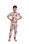 3BROS Unisex Pure Cotton Short Sleeve Kids Night Dress for Boys & Girls Nightwear/Sleepsuit/Sleepwear/Loungewear Night Suit for Boys and Girls Top and Pyjama Combo Set | Multicolor 3| 11-12 Years