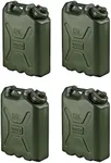Scepter BPA Durable 5 Gallon 20 Liter Portable Military Water Storage Container for Camping, Outdoors and Emergency Management, Green, 4 Pack