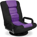 Best Choice Products Swivel Gaming Chair 360 Degree Multipurpose Floor Chair Rocker for TV, Reading, Playing Video Games w/Lumbar Support, Armrest Handles, Adjustable Backrest - Black/Purple