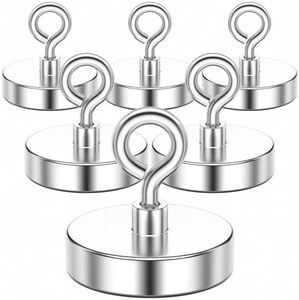 FINDMAG Magnetic Hooks, 80 lbs Strong Cruise Hook with N52 Grade Magnet, Sheep Eye Magnetic Hooks Heavy Duty for Camping Accessories, Refrigerator, Garage, Home, 6 Pack