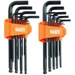 Klein Tools BLS22 22-Piece Long Ball-End Hex Key Wrench Set, SAE and Metric, Heat-Treated, L-Style, 1/16-Inch to 3/8-Inch and 1.5mm to 10mm