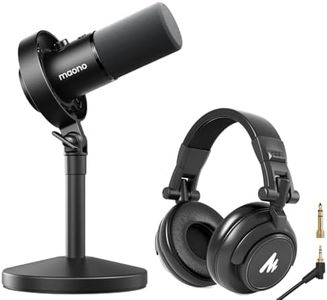 MAONO USB XLR Dynamic Microphone Studio Headphone Bundle,for Studio Recording Streaming Content Creation(PD00XT+MH601)