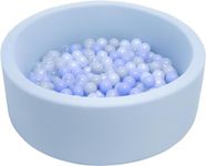 simpa Round Pastel Blue Soft Foam Ball Pit with 200 Balls- Dimensions 90cm (Dia) x 30cm (H)