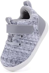BMCiTYBM Baby Walking Shoes Infant Boy Girl Tennis Sneakers Breathable First Step Shoes 6 9 12 18 24 Months Grey Size 12-18 Months Infant