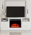 MachenFlame Electric Fireplace Insert TV Stand,Entertainment Center Console Table with Realistic LED Flame Effect Display,Button & Remote Control,White,23" Fireplace,for 65"TV