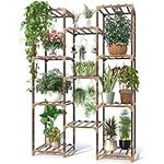 Veakoo Plant Stand Indoor Outdoor,11 Tiered Tall Wood Flower Stands Large Plant Shelf Multiple Garden Shelves Window Display Holder Rack for Corner Balcony Patio Living Room Bedroom with 3 Free Tool