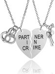 Vonluxy Best Friend Partners in Crime Necklaces for 2-BFF Friendship Necklace Handcuffs Gifts for Partner Women Teen Girls Best Friend, Metal