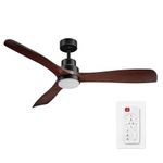 Globe Electric 27109 52 Inch Smart Ceiling Fan with LED Light, Remote Control, WhisperQuiet DC Motor, 6 Speeds, Wood Toned