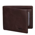 VISOUL Mens Bifold Leather RFID Blocking Wallet with 2 ID Windows, Soft Genuine Leather Card Holder Wallet with 2 Cash Compartments for Men (Coffee)