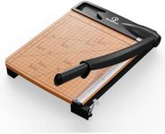 12 Inch Heavy Duty Paper Cutter, Wood Guillotine Paper Cutter & Trimmer, 12-16 Sheets Capacity Cutting Board for Classroom, Crafting, Cardstock Black (Black)