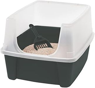 Iris Ohyama Cat Litter Box with Scoop -, Plastic, Grey