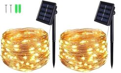 BOLWEO [2 Pack] Solar Powered String Lights,Solar Fairy Lights,Warm White,16.4Ft 50LEDS,Waterproof Wire Lighting for Indoor Outdoor Christmas Tree Halloween Home Garden Decoration