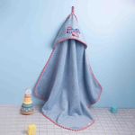 haus & kinder Hooded Wrapper for New Born Baby- Baby Hooded Bath Towel for Baby for 0-2 Years, 100% Cotton Terry Baby Hooded Wrapper, 550g Cap Towels for New Born Baby, Aeroplan Design 75 * 75cm, 1Pc