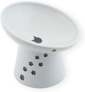 necoichi Happy Dining Cat Foods Bowl with Legs Diagonal Type, Cat Pattern, Anti-Slip Silicone
