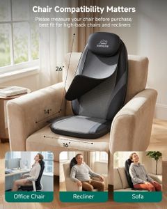 Snailax Back Massager with Heat – Portable Chair Pad for Pain Relief