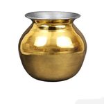 Putrika Traditional Handcrafted Brass Utensil Pongal Pot| Pongal Paanai | Cookware|Urli|Heavy Weight Pot|Sankranthi Festival|Pot Inner TIN Coating [Weight: 520gm](6 inch Pot)