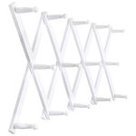 SKOLOO Accordion Wall Hanger, Expandable Coat Rack Wall Mounted, Solid Wooden Wall Hat Rack, 14 Peg, White