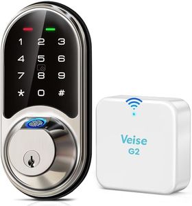 Veise RZ07 Wi-Fi Smart Lock, Fingerprint Door Lock, 7-in-1 Keyless Entry Door Lock with App Control, Electronic Touchscreen Keypad, Smart Deadbolt, Biometric Smart Locks for Front Door, Satin Nickel