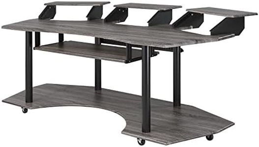 Acme Eleazar Wooden 4-Shelf Music Recording Studio Desk in Black Oak