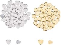 UNICRAFTALE About 100pcs 2 Colors Flat Heart Charm Tiny Love Pendant Stainless Steel Charm Hypoallergenic Metal Charm 1mm Small Hole for DIY Jewelry Findings Making 6mm Wide