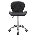 Youyijia Padded Office Chair Adjustable Desk Chair Computer Chair with Wheels and Lift Chrome Legs for Home Bedrooms Black