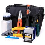 FTTH Fiber Cold Connection Tool Kit 16 in 1 10 KM with FC-6S Fiber Cleaver Aluminum Visual Fault Locator Cable Tester Stripping Tool Kevlar Scissors Equipment