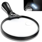 Magnifying Glass with Light, 5.5 Inch Large Magnifier 2X 4X 25X Zoom Magnifying Glass Lens with 3 Bright LED Illuminated Lighted Handheld Magnifier for Seniors Reading, Stamps, Map
