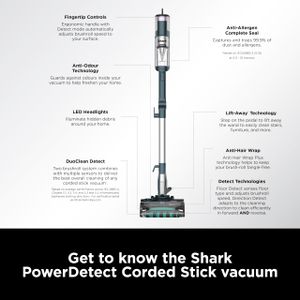 Shark PowerDetect Corded Stick Vacuum Cleaner – Powerful Suction